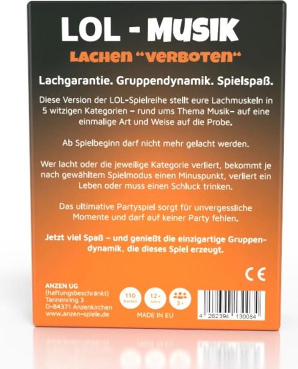 Valori nutrizionali e ingredienti Anzen Spiele ANZEN - LOL MUSIK - Risate proibite