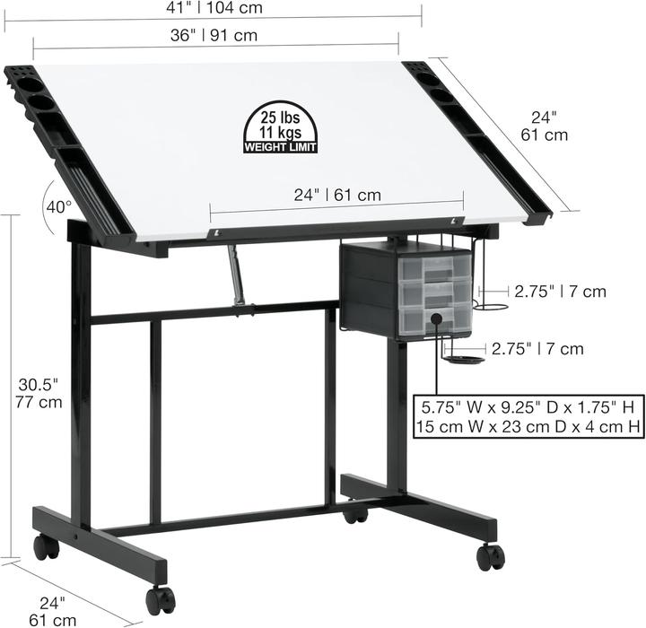 Produktbild SD Studio Designs Verstellbarer Zeichentisch, schwarz/weiss