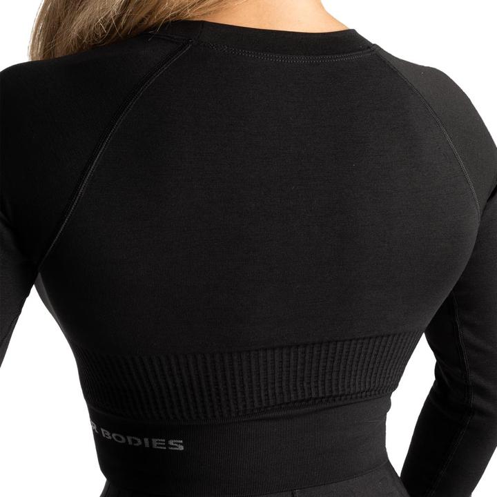 Actual product image Better Bodies Rib Seamless Crop LS Black Melange (XS)
