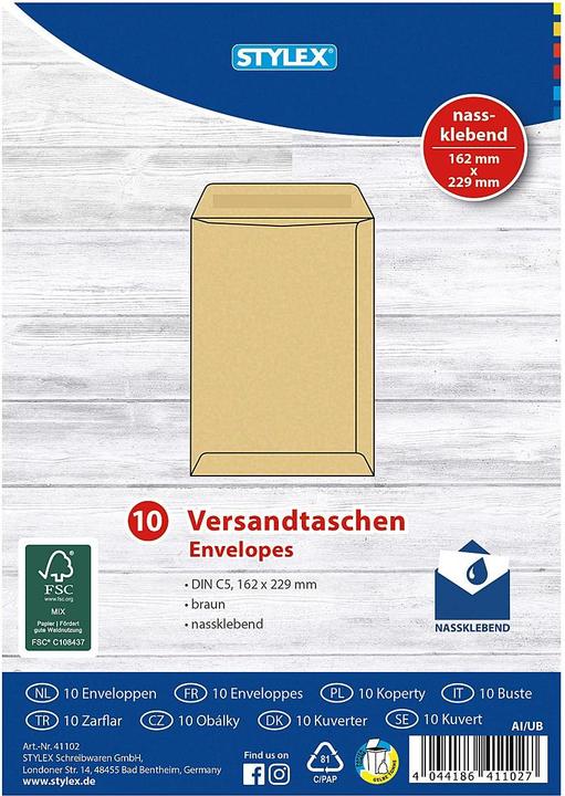 Immagine prodotto Stylex Buste DIN C5 marrone 10pz (10 x)