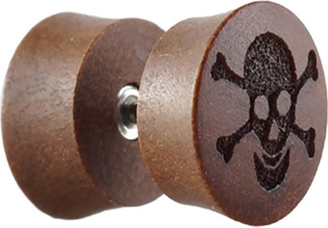 Immagine prodotto Star Piercing Tappo falso in legno Sawo con teschio (senza ottone)