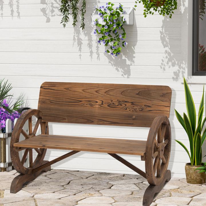 Image du produit Outsunny Banc de jardin en forme de roue de chariot