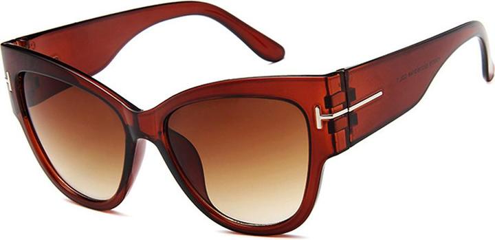 Actual product image Techsuit - Sunglasses (9778) - for Women with PC Frame and Lens, Cat Eye - Brown