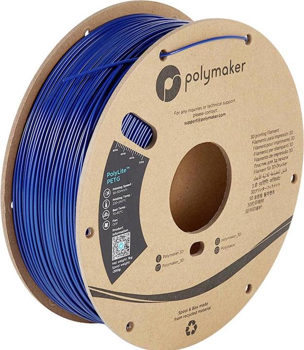 Produktbild Polymaker PB01020 PolyLite Filament PETG hitzebeständig, hohe Zugfestigkeit 2.85 (PETG, 2.85 mm, 1000 g, Blau)