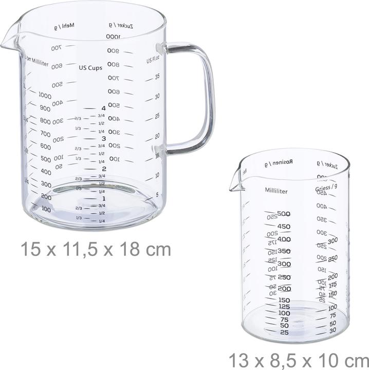 Immagine prodotto Relaxdays 2-tlg. Messbecher-Set (1000 ml)