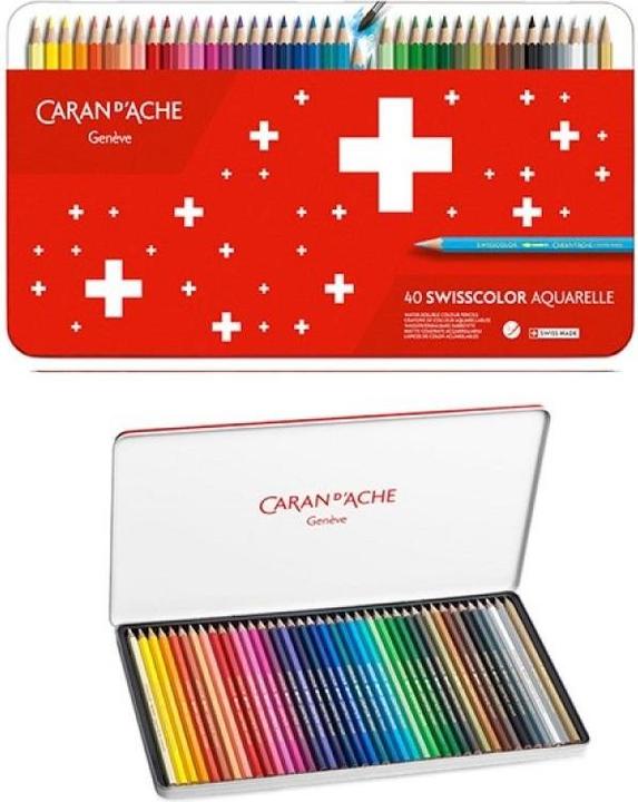 Actual product image Caran d'Ache Swisscolor metal tin coloured pencils (Multicoloured, 40 x)