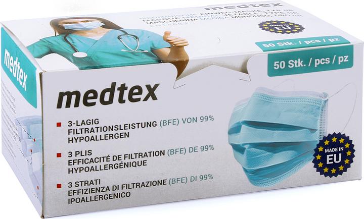 Actual product image Medtex Disposable medical masks type IIR, 50 pcs. (Protection class I, 50 x)