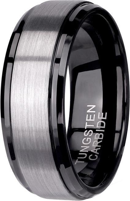 Actual product image Star Piercing Ring brushed black in the centre (Tungsten, without brass)