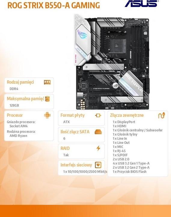 Immagine prodotto ASUS ROG STRIX B550-A GAMING (AM4, AMD B550, ATX)