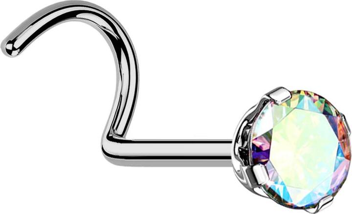 Actual product image Star Piercing Nose stud curved silver round crystal multicolour set (Titanium G23, without brass)