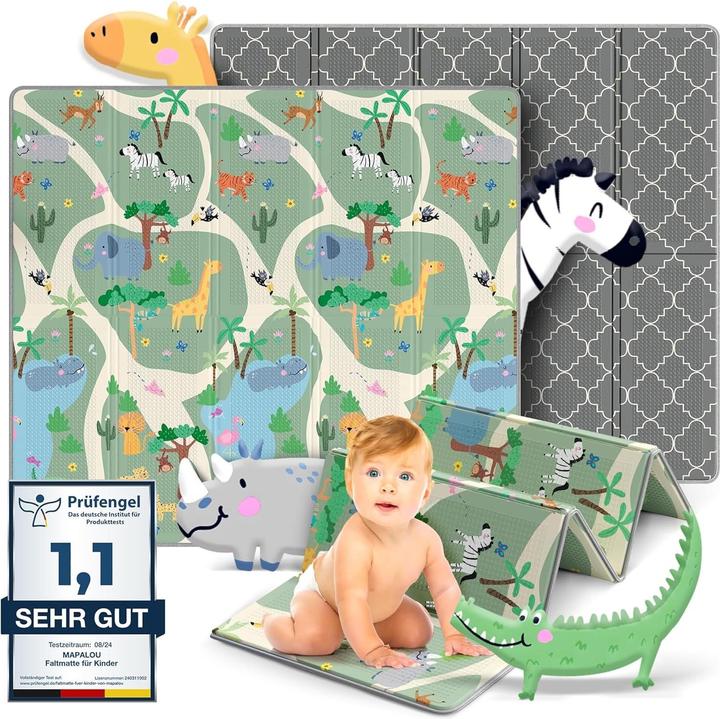 Produktbild Milkii faltbare Spielmatte Zoo, 180 x 200 cm (180 x 120 x 1 cm)