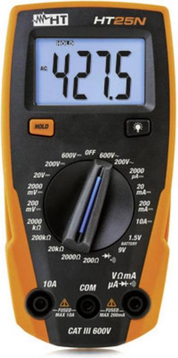 Immagine prodotto HT Instruments Multimetro manuale digitale con funzione di test della batteria (CAT III 600V)