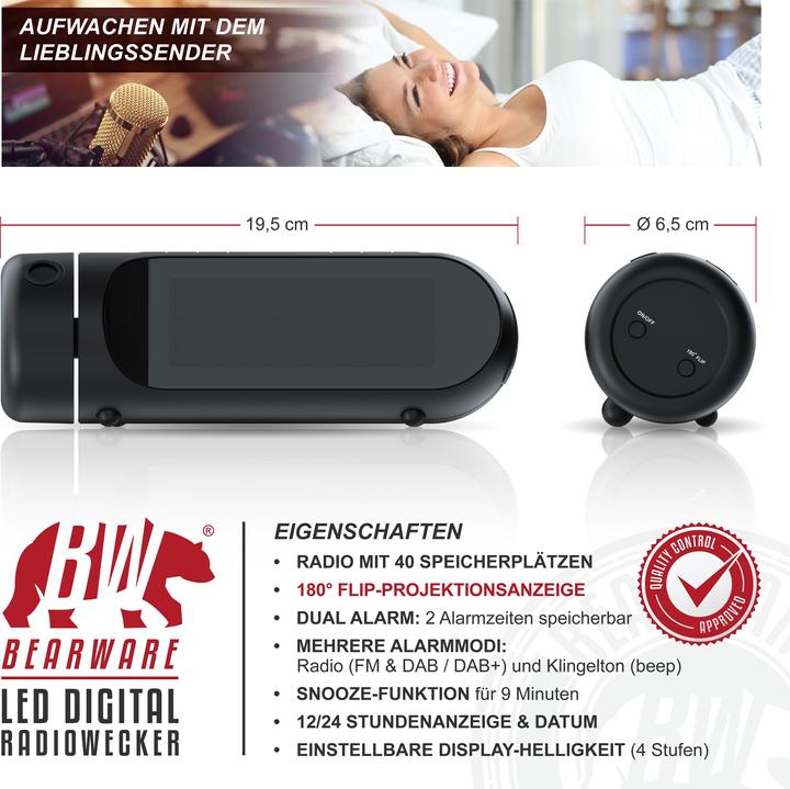 Actual product image Bearware Clock radio with projection