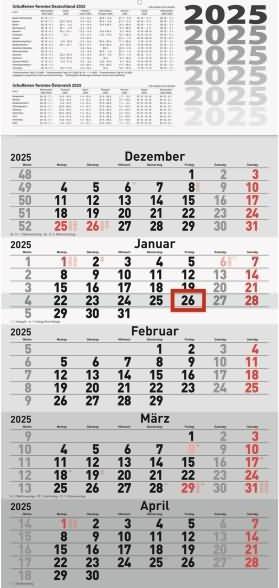 Image du produit Rido Calendrier 5 mois mural 30x63cm d'une seule pièce 2025 (Non contraignant, Allemand)