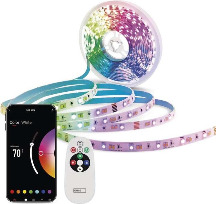 Image du produit Emos GoSmart LED-Streifen WiFi 5 m, 22W, 1400lm, RGB/CCT (Blanc froid, Blanc chaud, 500 cm, Intérieur)