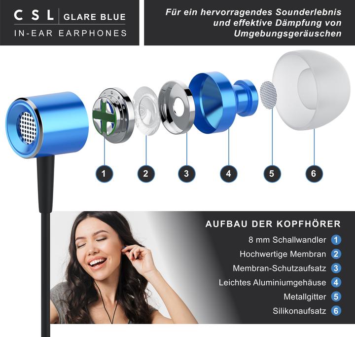 Image du produit CSL Ecouteurs intra-auriculaires, Ecouteurs intra-auriculaires, Diaphragme dynamique de 8 mm (Filaire)