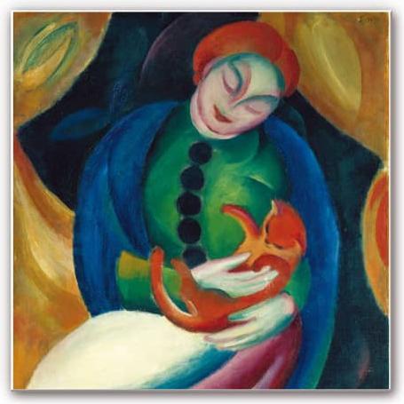 Produktbild Trenddeko Marc - Mädchen mit Katze (70 x 70 cm)