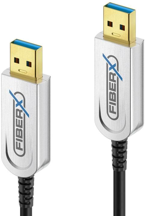 Produktbild FiberX USB 3.1-Kabel Gen2, Fiber, 10Gbps, A-A 50m Schwarz (50 m, USB 3.2 Gen 2)