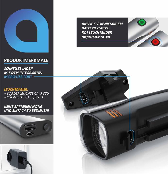 Produktbild Aplic LED Fahrradlampen Set (300 lm)