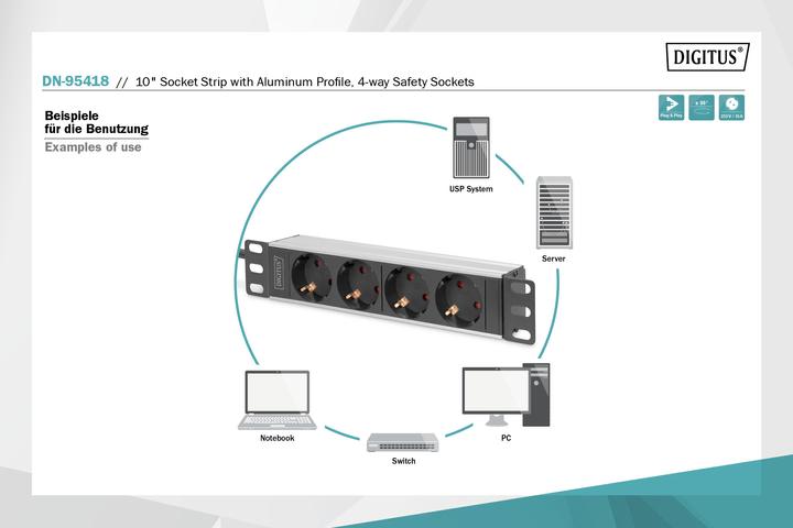 Actual product image Digitus DN-95418 (4 x, CEE 7/4, 2 m)