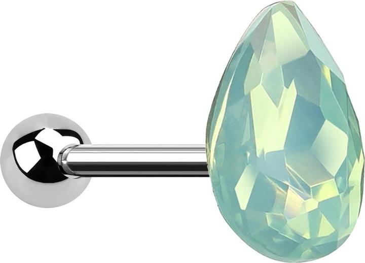 Star Piercing Micro Barbell silber Tropfen Opalite grün (ohne Messing, Chirurgenstahl 316L)