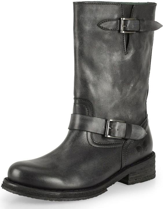 Felmini COOPER E034 Schwarze Bikerstiefel aus Leder mit handgewaschenem Vintage-Finish, weichem Leder und zw (37)