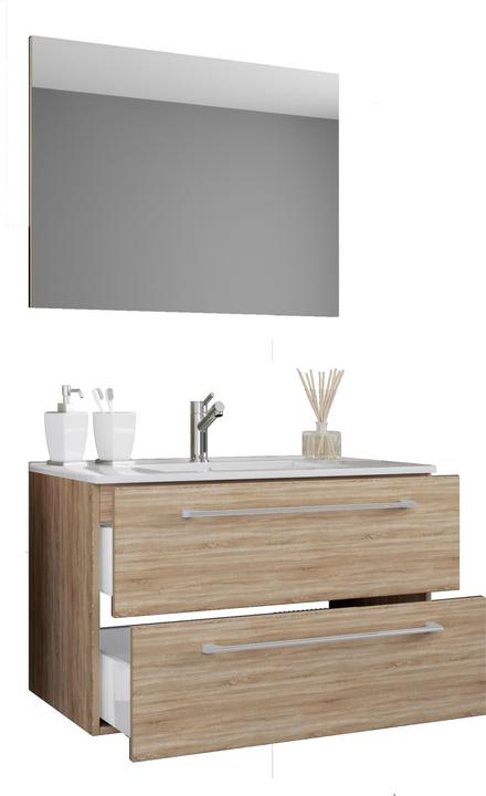 Actual product image VCM 3-piece washbasin set bathroom furniture Badinos 2 drawers mirror