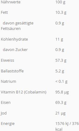 Valeurs nutritives et ingrédients Bio King Chlorella en comprimés (1 pièce(s), Poudre, 250 g)