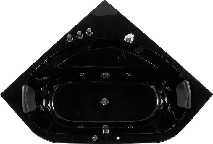 Produktbild Beliani Whirlpool Badewanne schwarz Eckmodell mit LED 140 x 140 cm MEVES (270 l, 140 cm, 140 cm)