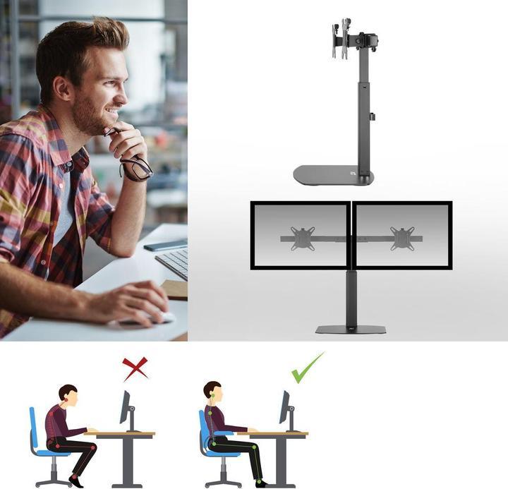 Actual product image Monitor Desk Stand, 2 screens up to 27ö, with gas spring (Table, 27")