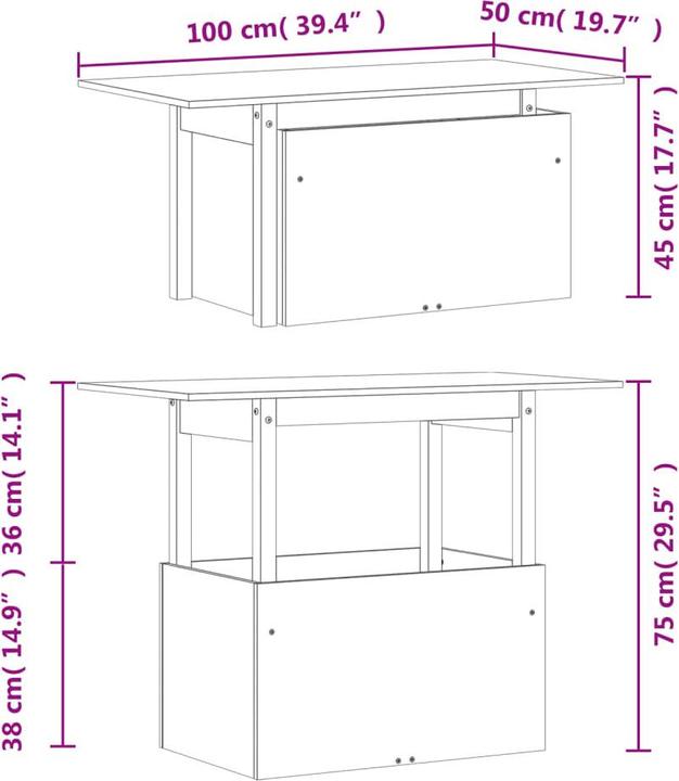 Produktbild VidaXL Gartentisch 100 x 50 x 75 cm (100 cm)