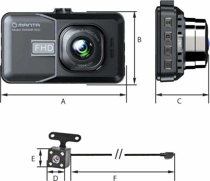 Produktbild Manta DVR504F DUO Black (Akku, FHD+)