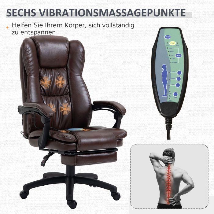Image du produit Swisshandel24 Chaise de bureau de massage avec 6 têtes vibrantes, fonction couchage, repose-pieds