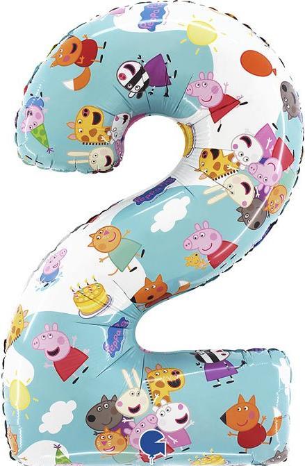 Grabo Balloons XL Peppa Pig numbers 2 balloon (1 x)
