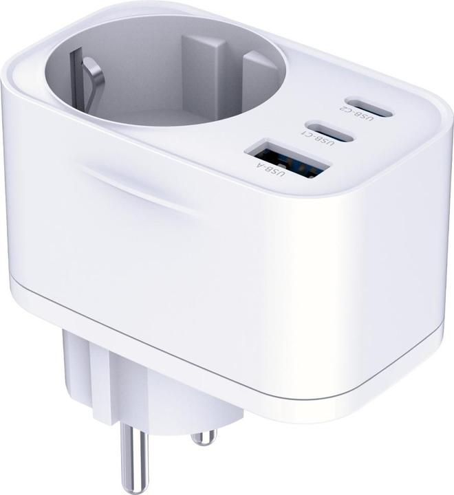 Actual product image 3MK Adapter sieciowy Hyper Comfort Charger 30W 1xUSB-A 2xUSB-C 1xSchuko PD QC3.0 biały (30 W)
