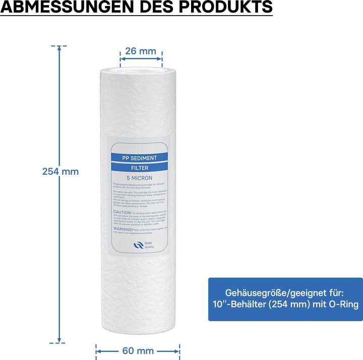 Produktbild Naturewater PP Sedimentfilter 10" 254mm 5µ Ersatz Wasserfilter Trinkwasserfilter