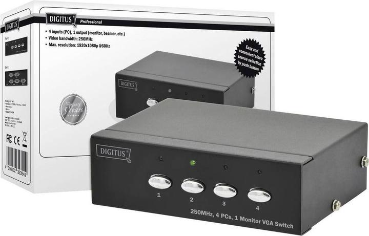 Actual product image Digitus VGA Switch 4 PCs, 1 Monitor