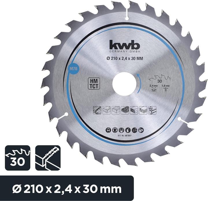 Produktbild kwb Kreissägeblatt HM Mittel Ø 210x30 Z30