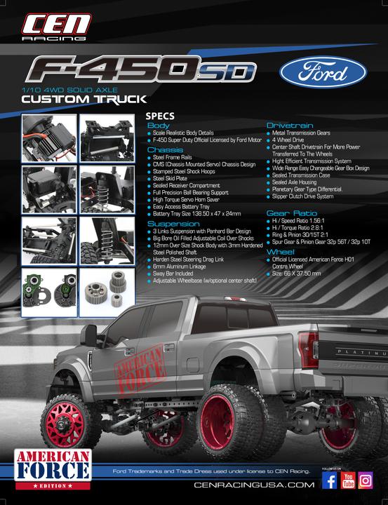 Produktbild Cistron Ford F450 SD, 1/10 Solid Axle RTR Blue (RTR Ready-to-Run)