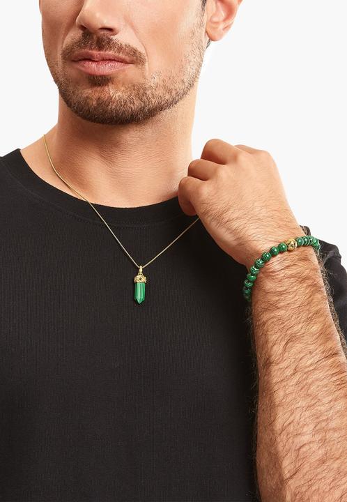 Produktbild Thomas Sabo Beads-Armband aus grünen Steinen vergoldet (19 cm, 750 Gelbgold Vergoldung, 925 Sterlingsilber)