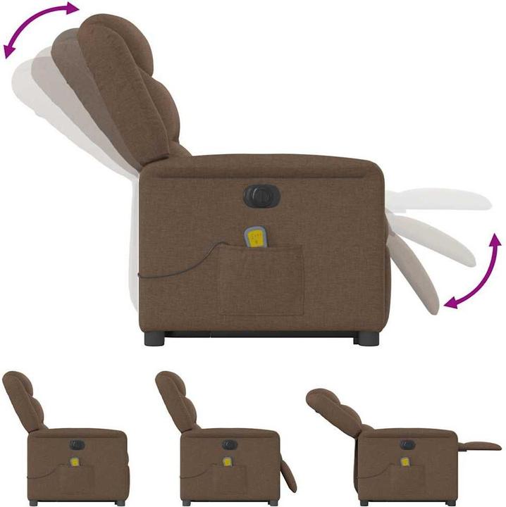 Immagine prodotto VidaXL Poltrona massaggiante elettrica con ausilio per l'assistenza in piedi in tessuto marrone