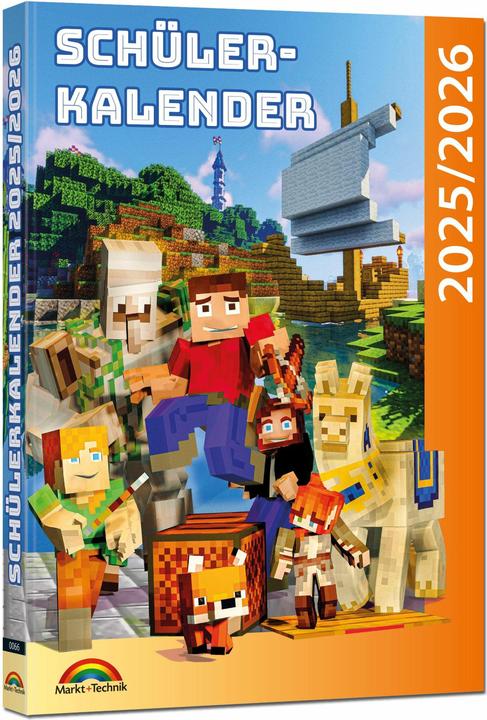 Produktbild Schülerkalender 2025 / 2026 mit Minecraft inklusive Tipps, Tricks & Crafting-Reze (A5, Kein Einband, Deutsch)
