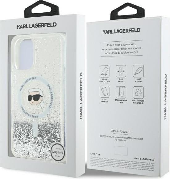Image du produit Karl Lagerfeld KLHMP16MLGKISGH iPhone 16 Plus 6.7" hardcase transparent Liquid Glitter Karl Head Ma (Apple iPhone 16 Plus)