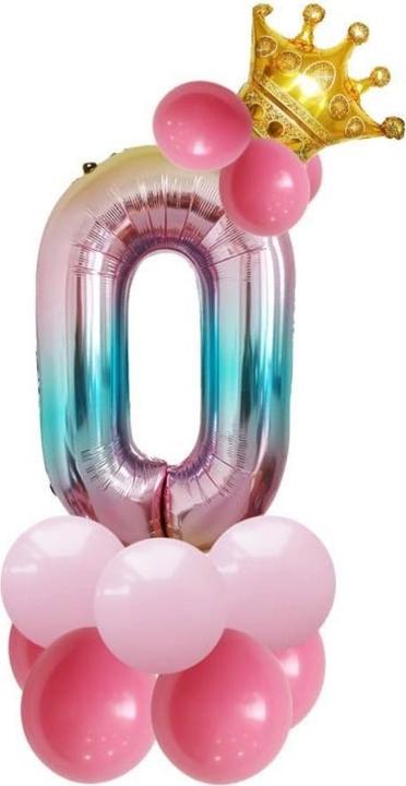 Produktbild Ueli Express Folien Ballon Set mit Krone Ziffer 0 80cm Pink (1 x)