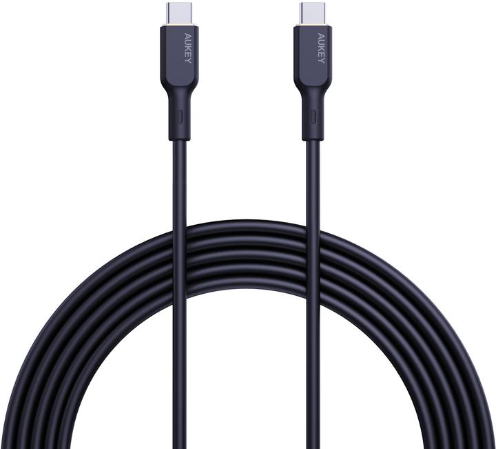 Aukey USB-C Cable in Silicone, 100W, 1m - Black (1 m, USB 3.2 Gen 1, 100 W)