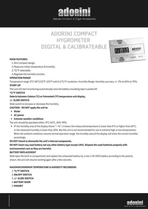 Produktbild adorini Hygrometer