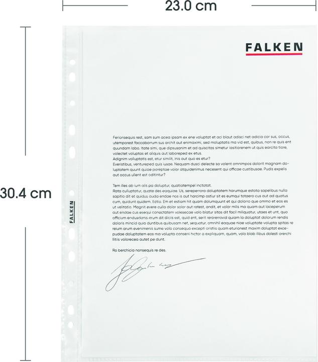 Image du produit Falken 100 Pochettes DIN A4 transparentes lisses 0,05 mm (A4, 1 x)
