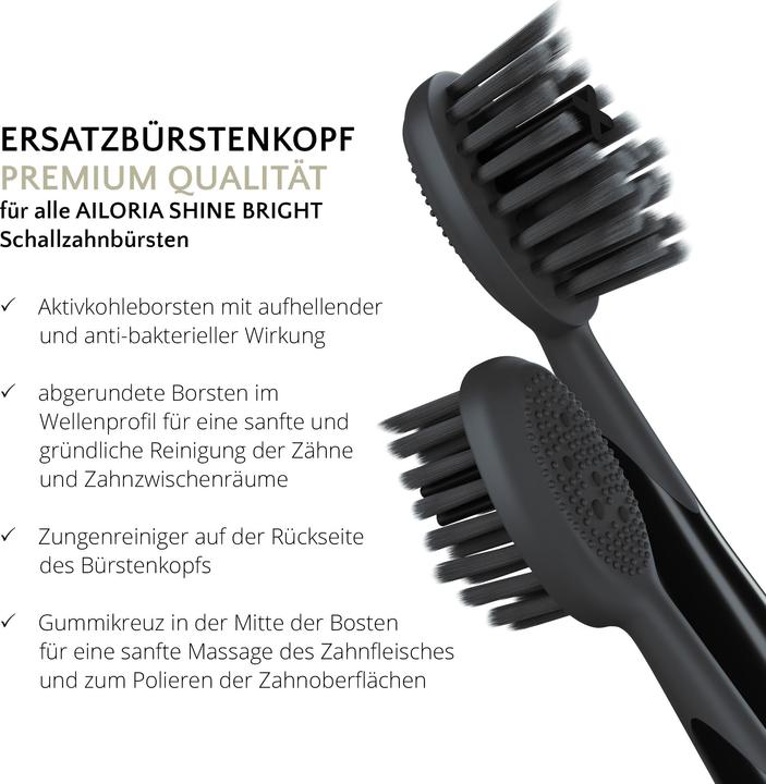 Produktbild Ailoria Zahnbürstenkopf Charcoal 6 Stück (6 x)