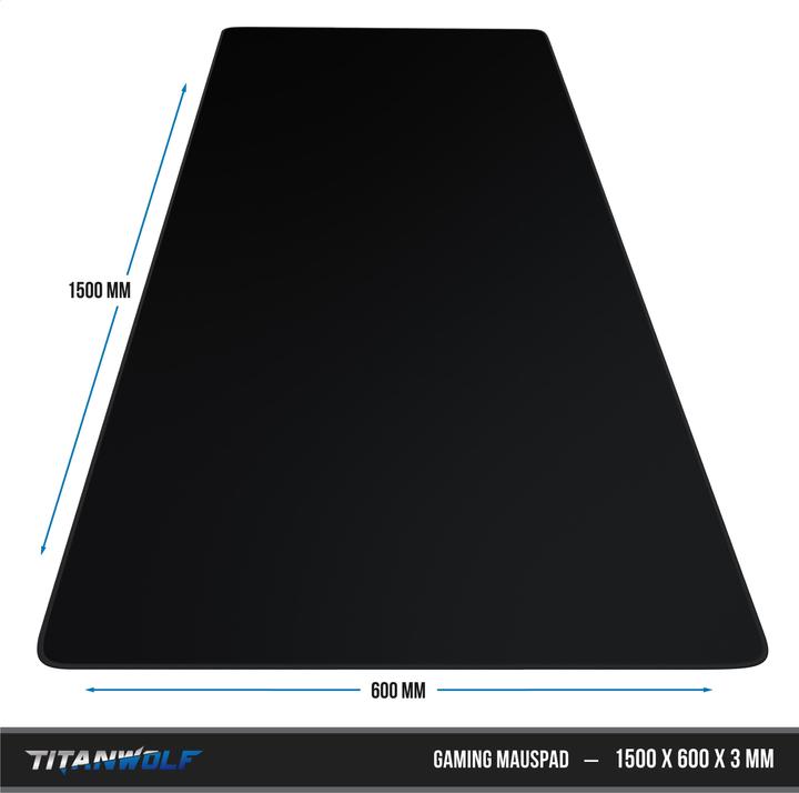 Produktbild Titanwolf Gaming Mauspad, XXXL Speed Gaming Mausmatte, Mousepad Extragrosse Fläche von 1500 x 600mm, schwarz (XXL)