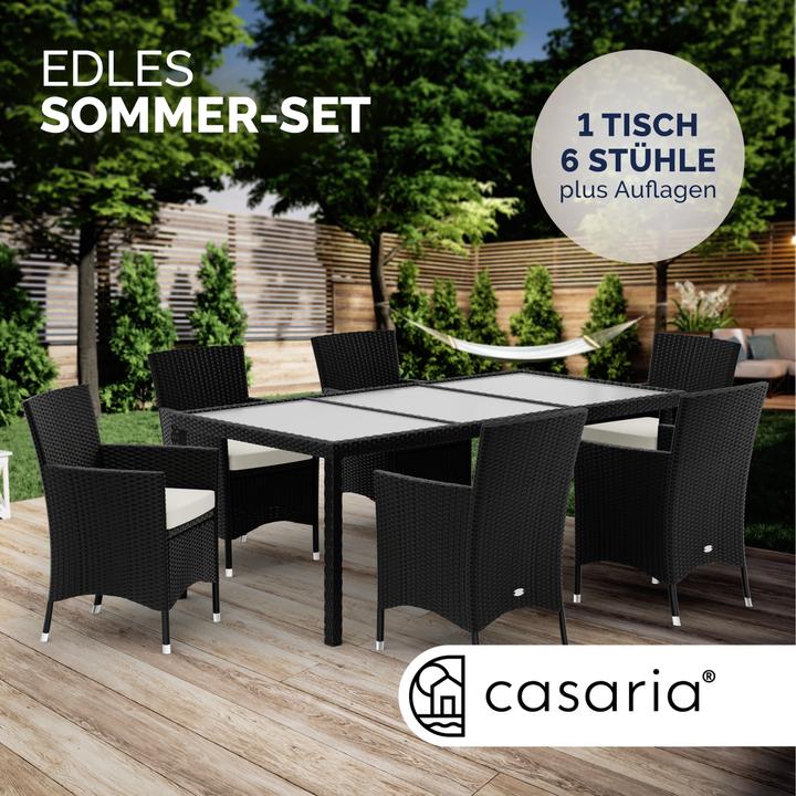 Produktbild Casaria Polyrattan Sitzgruppe 6+1 (90 cm)